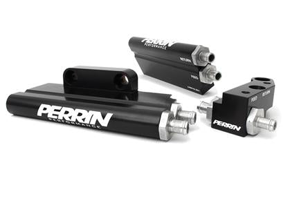 Perrin Subaru 02-14 WRX/2007 STi Black Fuel Rail Top Feed Style Kit *OFF ROAD ONLY*